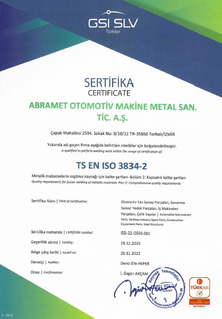 ABRAMET TS EN ISO 3834-2